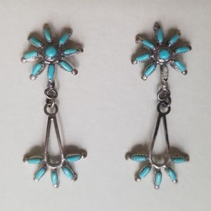 Unique turquoise & silver earrings